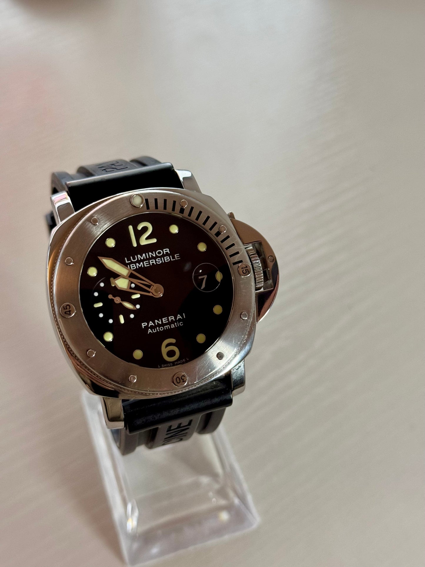 Panerai Submersible Luminor 44MM Black Dial Rubber Strap (PAM00024)