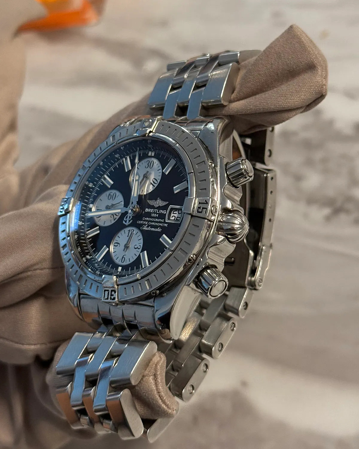 Breitling Crosswind 43MM Black Dial Steel Bracelet (A13355)