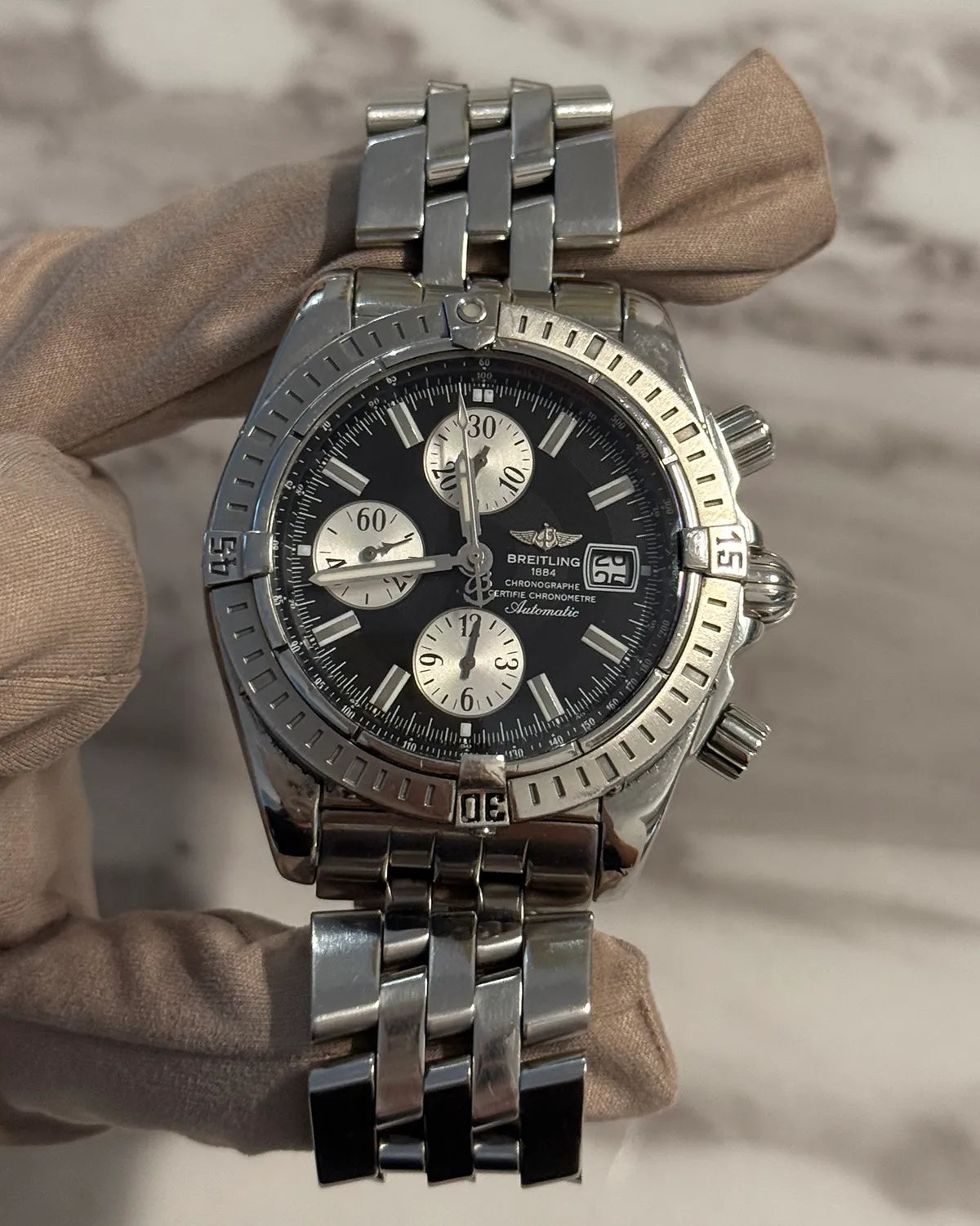 Breitling Crosswind 43MM Black Dial Steel Bracelet (A13355)