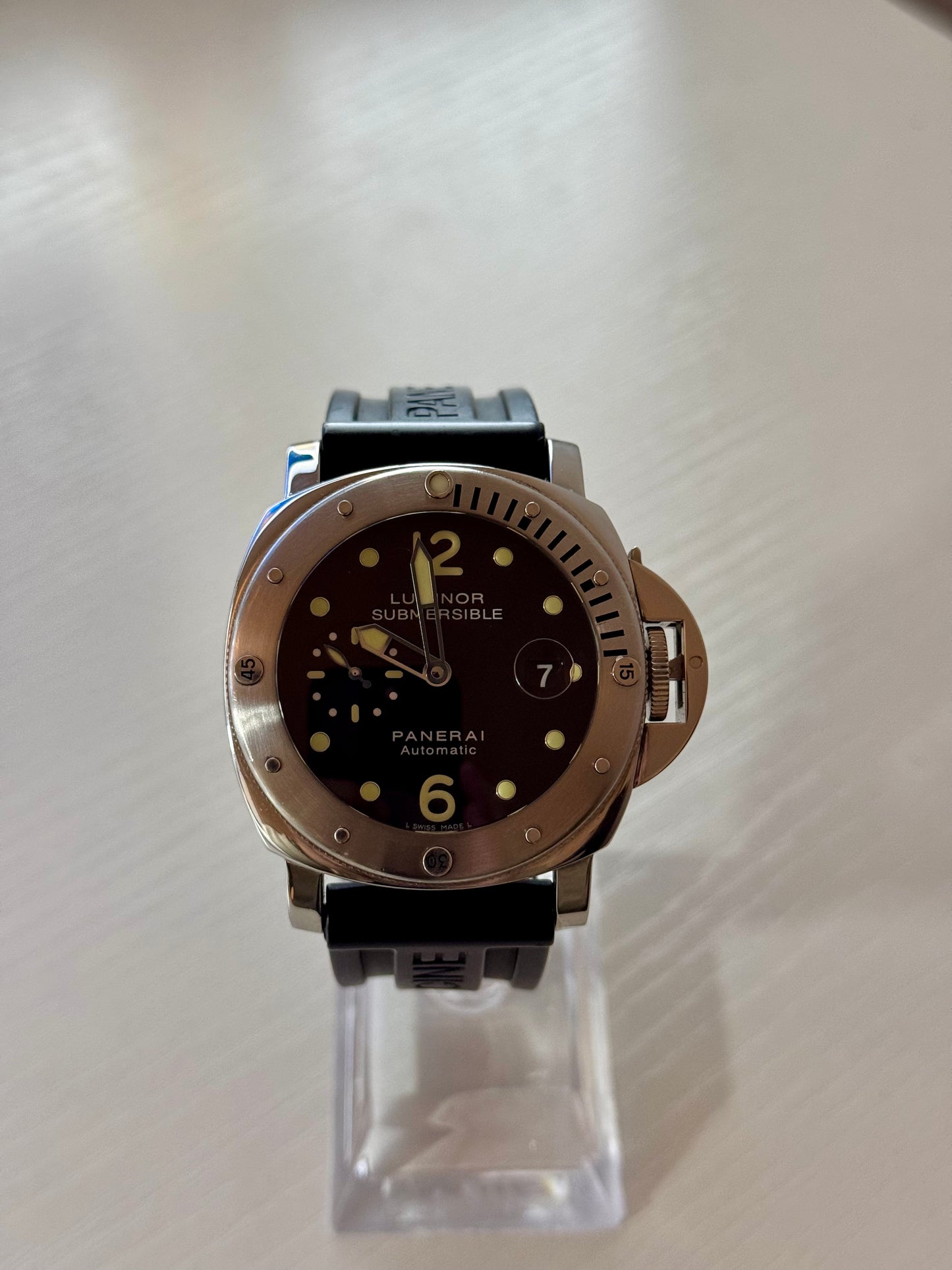 Panerai Submersible Luminor 44MM Black Dial Rubber Strap (PAM00024)