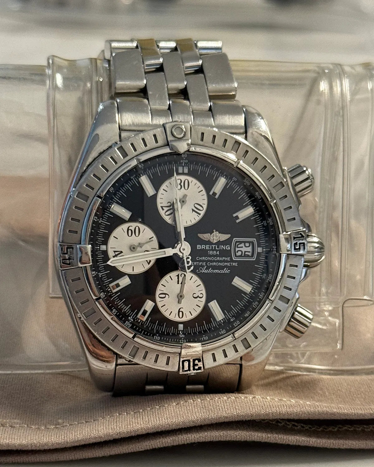 Breitling Crosswind 43MM Black Dial Steel Bracelet (A13355)